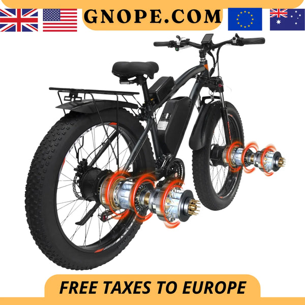 GUNAI Electric Bicycles 2000W Dual Motor 26Inch Fat Tire Adults Ebike 55km/h 21 Speed with 48V 23AH Battery Bike EU Stock