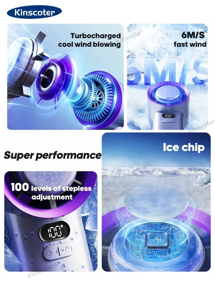 KINSCOTER Portable Handheld Turbo Fan 100 Wind Speeds Adjustable Mini Personal Fan Battery Operated Electric Eyelash Fan