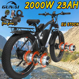 GUNAI Electric Bicycles 2000W Dual Motor 26Inch Fat Tire Adults Ebike 55km/h 21 Speed with 48V 23AH Battery Bike EU Stock