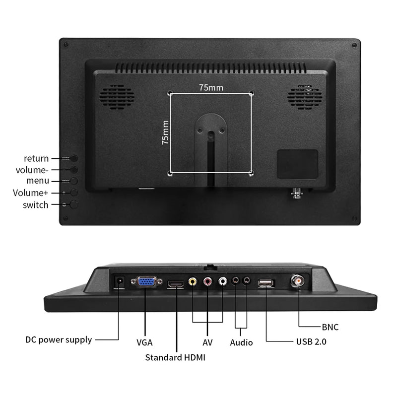 Go! 13.3" HD monitor pc 1366x768 portable monitor LCD TV Display PS4 with HDMI VGA USB AV BNC 12/10.1 inch gaming monitor