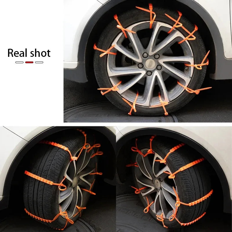 10Pcs Anti Skid Snow Chains Anti Slip Car Winter Tire Wheels Chains 3 Grooves for Winter Outdoor Snow Tire Emergencyncy