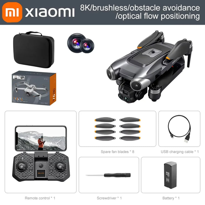 Xiaomi V600 Drone Mini Pro Max Professional HD Dual Cameras Optical Flow Positioning Avoidance WIFI FPV UAV GPS Quadcopter RC