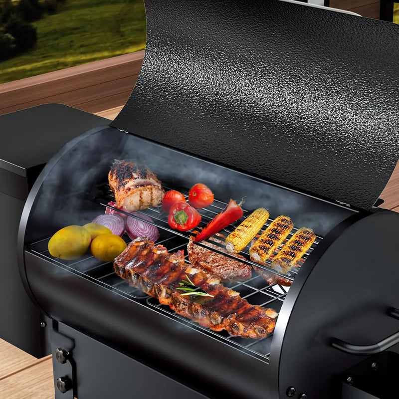 Portable Electric Wood Pellet Grill&Smoker with Foldable Legs, 456 SQ.IN Grill Capacity with PID Temperature Control (180-425°F)