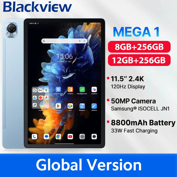 Blackview MEGA 1 MTK Helio G99 Tablets 11.5‘’ 2.4K 120Hz Display 8GB/12GB 256GB 50MP Camera 33W Fast Charging 8800mAh Battery - My Store