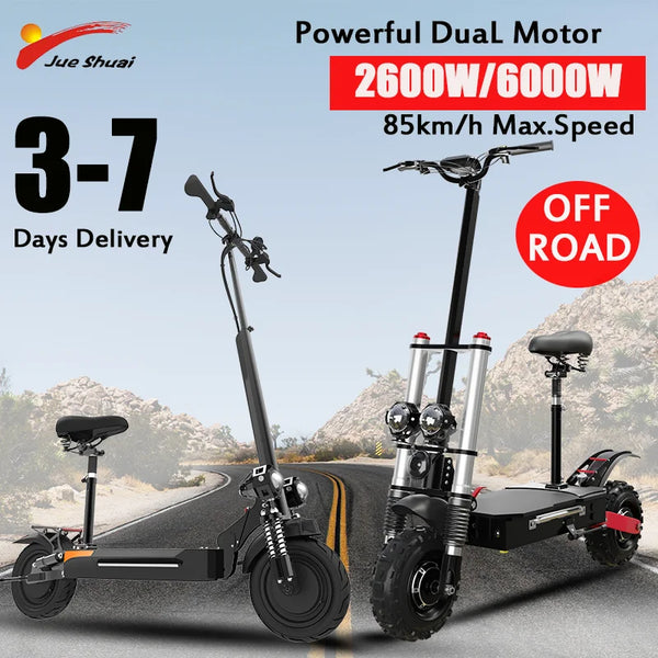 Electric Scooter 2500W/6000W Strong Dual Motor Scooter Electric 85KM/H Top Speed Trottinettes électriques with Seat for Adults