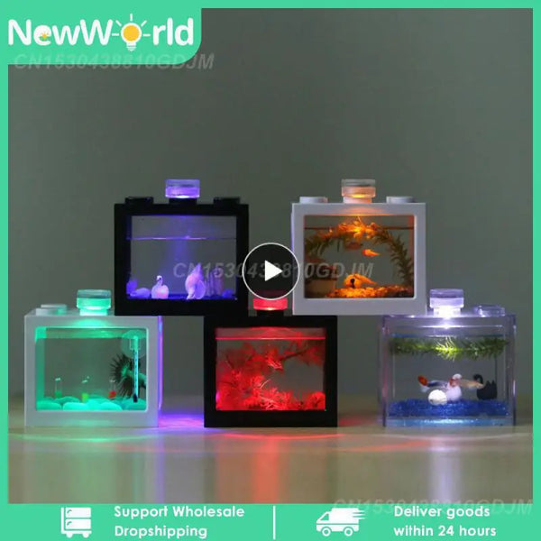 Micro Landscape Lamp LED Light Waterproof Aquarium Fish Tank Light Home Table Decoration Small Eco Cylinder Accessories