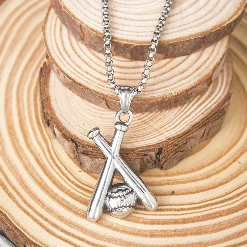 Simple Fashion Trend Baseball Bat Pendant Necklace Men and Women Creative Niche Street Party Valentine's Day Gift PendantJewelry