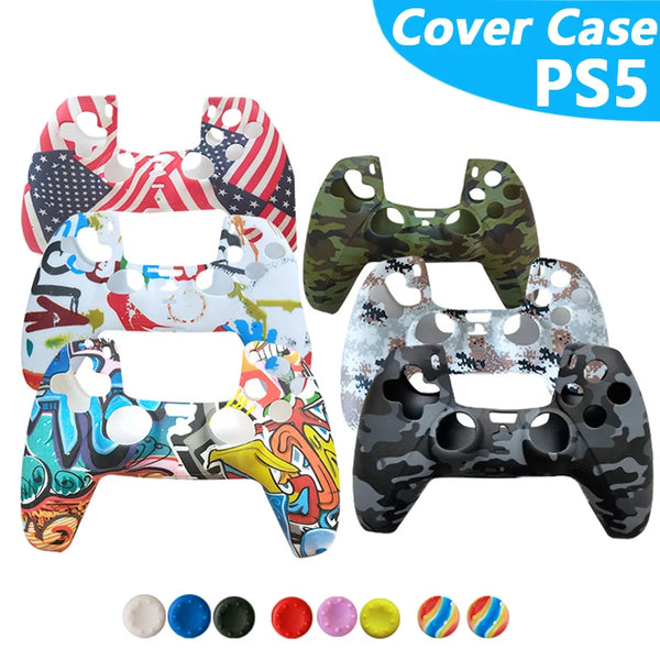 PS5 Handle Cover Case Soft Silicone Camouflage Protective Case for Sony Playstation 5 Controller Cover Case