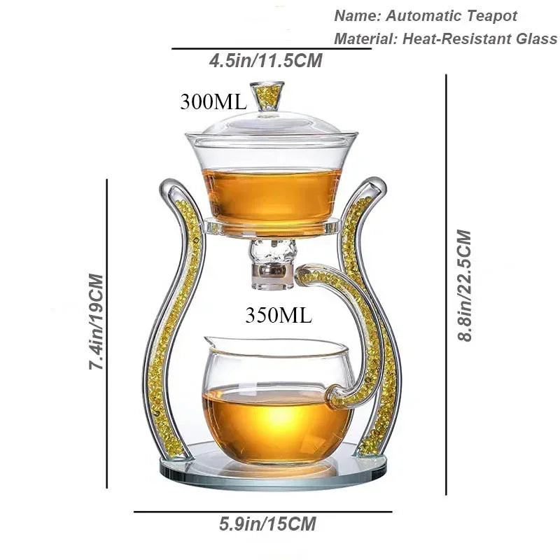 paresseux en verre cristal, théière à chauffage magnétique avec couvercle rotatif