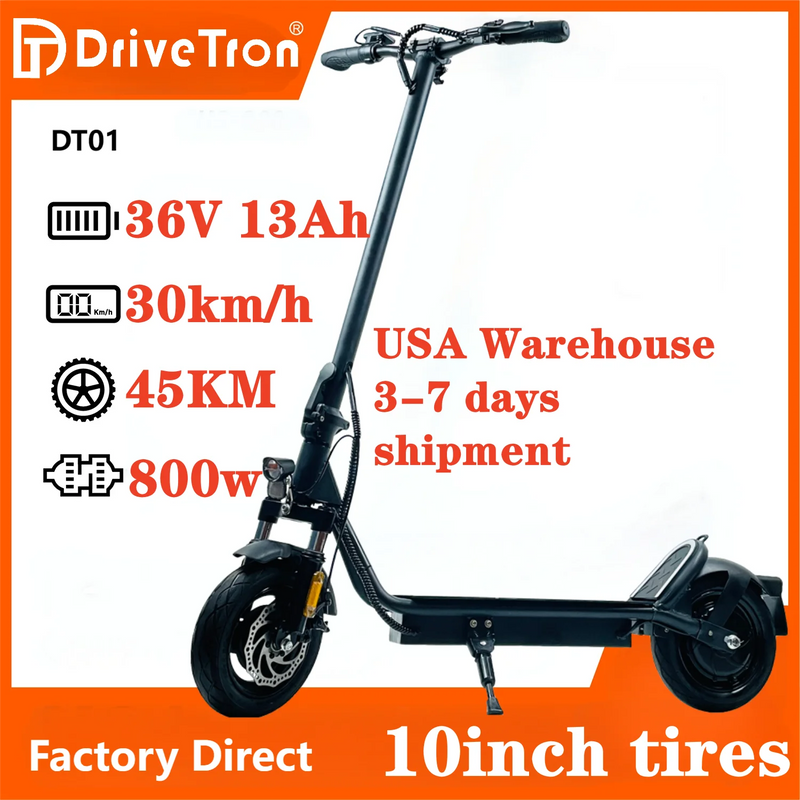 USA Adult 10inch Tubeless Tires 30km/h Speed 18.6mph 40KM Long Range 36V 13Ah 800W Electric Scooter Trottinettes Electriques