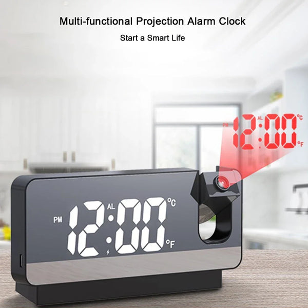 LED Digital Alarm Clock Table Alarm Clock Watch Electronic Desktop Clocks USB Wake Up FM Radio Time Projector + Snooze Function