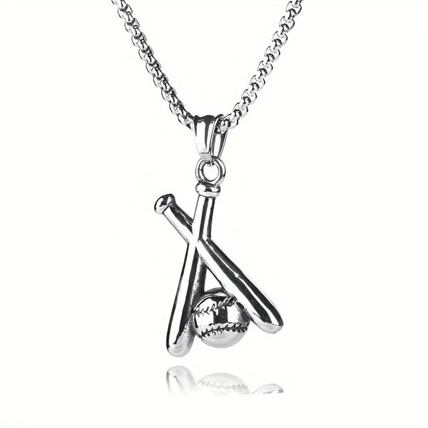 Simple Fashion Trend Baseball Bat Pendant Necklace Men and Women Creative Niche Street Party Valentine's Day Gift PendantJewelry