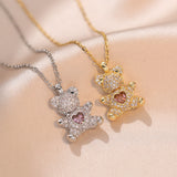 Necklace Female Bear Necklace Love Heart